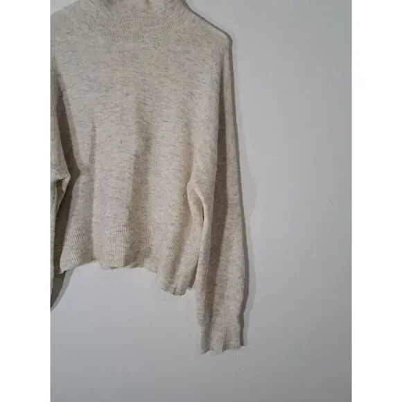 Womens medium sweater alpaca mockneck Samsoe Samsoe oatmeal slouchy boho beige - Picture 5 of 9